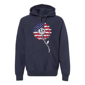 4th Of July Be Kind Sunflower Red White And Blue Premium Hoodie