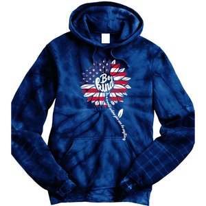 4th Of July Be Kind Sunflower Red White And Blue Tie Dye Hoodie