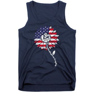 4th Of July Be Kind Sunflower Red White And Blue Tank Top