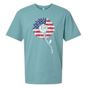 4th Of July Be Kind Sunflower Red White And Blue Sueded Cloud Jersey T-Shirt