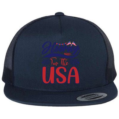 4th Of July Hooray For The Usa Patriotic Gift Flat Bill Trucker Hat