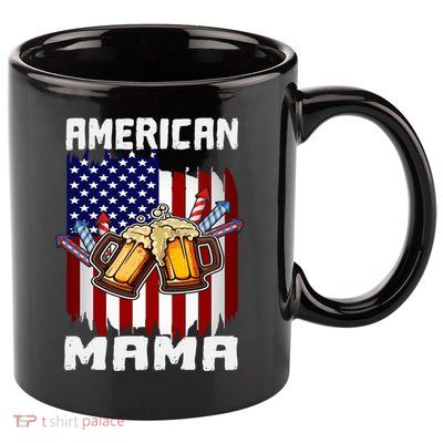 4th Of July Proud American Mama Us Flag Pride Fireworks Gift 11oz C Handle Ceramic Mug