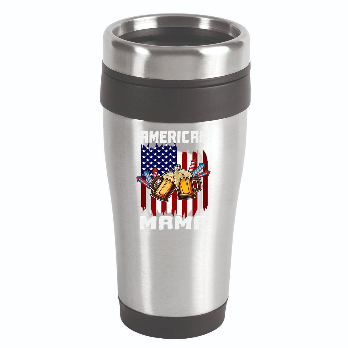 4th Of July Proud American Mama Us Flag Pride Fireworks Gift 16oz Travel Tumbler