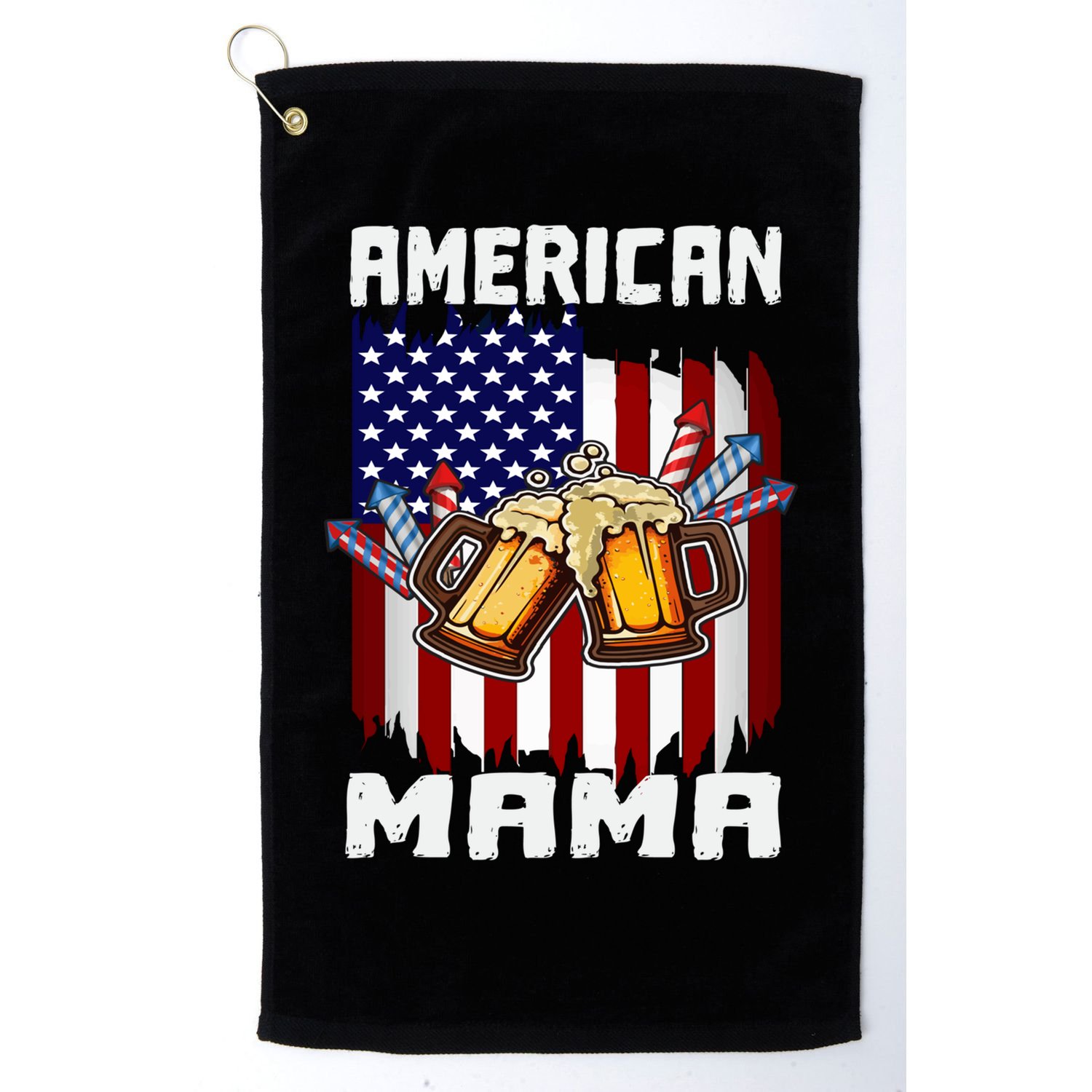 4th Of July Proud American Mama Us Flag Pride Fireworks Gift Golf Towel