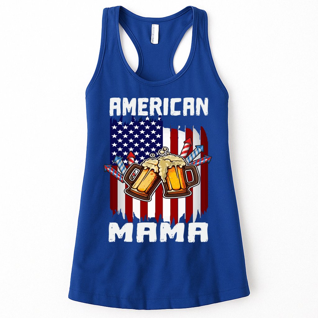 4th Of July Proud American Mama Us Flag Pride Fireworks Gift Womens Tank Top