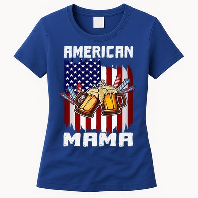 4th Of July Proud American Mama Us Flag Pride Fireworks Gift Womens T-Shirt