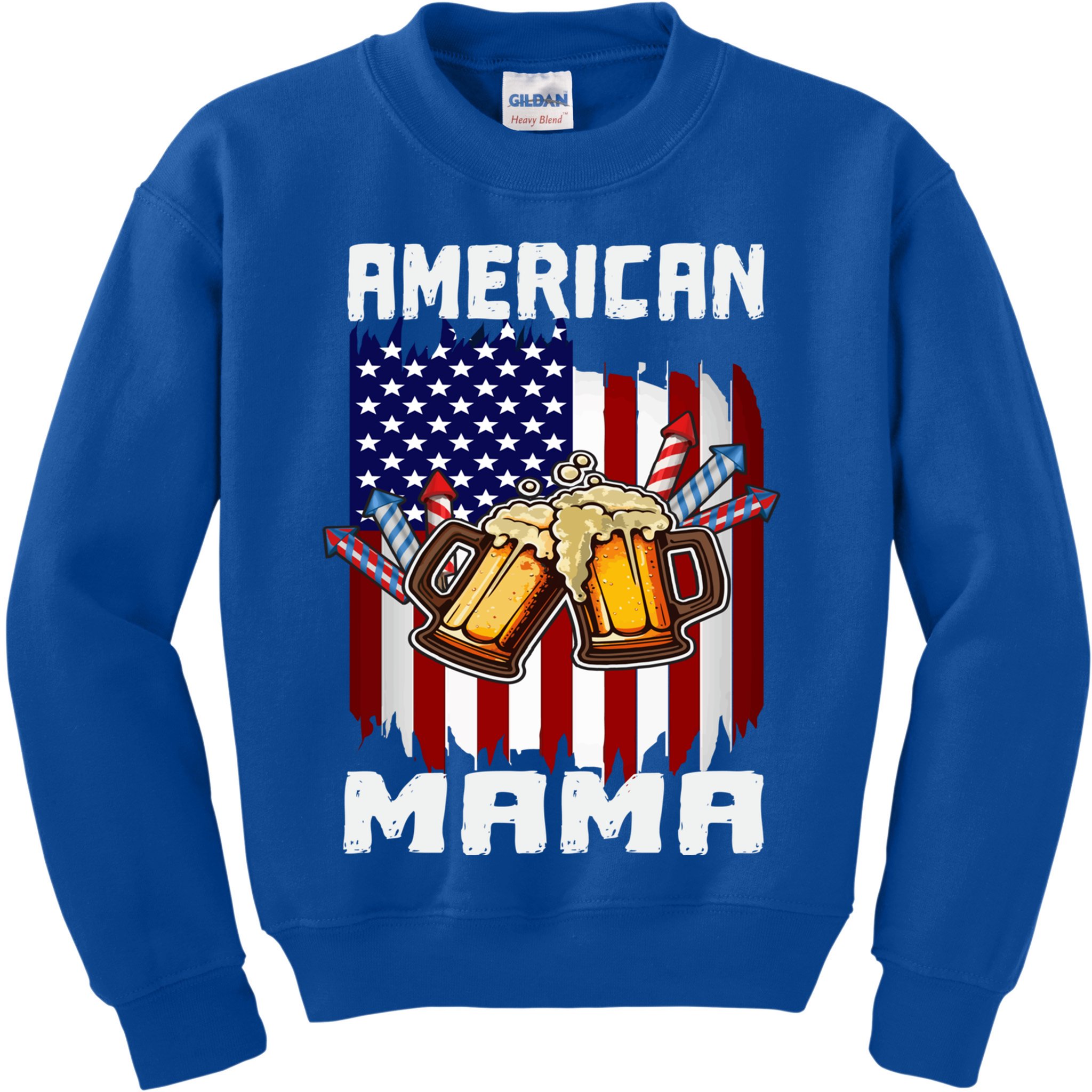 4th Of July Proud American Mama Us Flag Pride Fireworks Gift Kids Sweatshirt