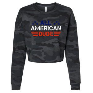 4th Of July Gift All American Dude Gift Cropped Pullover Crew