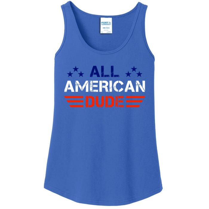 4th Of July Gift All American Dude Gift Ladies Essential Tank