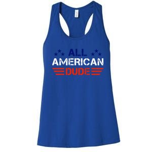 4th Of July Gift All American Dude Gift Women's Racerback Tank