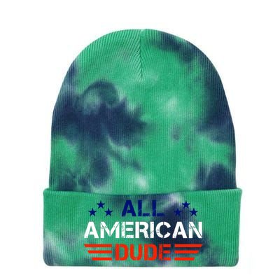 4th Of July Gift All American Dude Gift Tie Dye 12in Knit Beanie