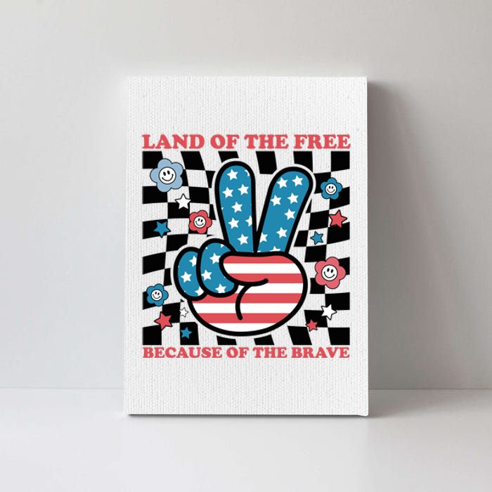 4th Of July Retro Land Of The Free Because Of The Brave Gift Canvas