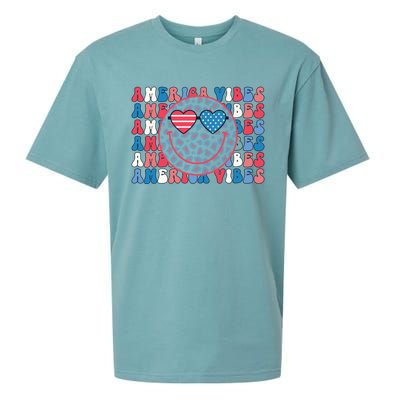 4th Of July America Vibes Happy Smile Patriotic Gift Sueded Cloud Jersey T-Shirt