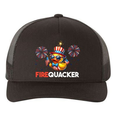 4th Of July Cute Duck Firequacker Patriotic Funny Yupoong Adult 5-Panel Trucker Hat