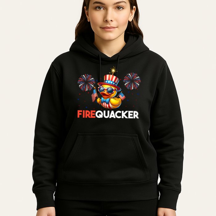 4th Of July Cute Duck Firequacker Patriotic Funny Hoodie