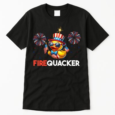 4th Of July Cute Duck Firequacker Patriotic Funny Tall T-Shirt