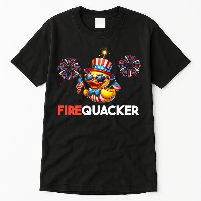 4th Of July Cute Duck Firequacker Patriotic Funny Tall T-Shirt