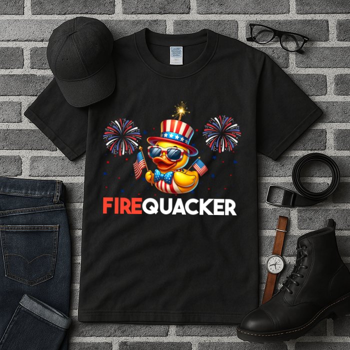 4th Of July Cute Duck Firequacker Patriotic Funny Tall T-Shirt
