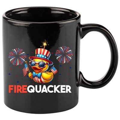 4th Of July Cute Duck Firequacker Patriotic Funny 11oz C Handle Ceramic Mug