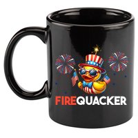 4th Of July Cute Duck Firequacker Patriotic Funny 11oz C Handle Ceramic Mug