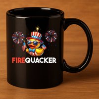 4th Of July Cute Duck Firequacker Patriotic Funny 11oz C Handle Ceramic Mug