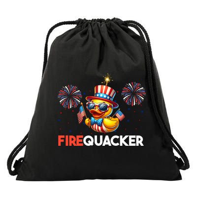 4th Of July Cute Duck Firequacker Patriotic Funny Drawstring Bag