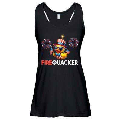 4th Of July Cute Duck Firequacker Patriotic Funny Ladies Essential Flowy Tank