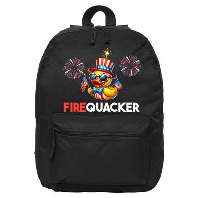 4th Of July Cute Duck Firequacker Patriotic Funny 16 in Basic Backpack