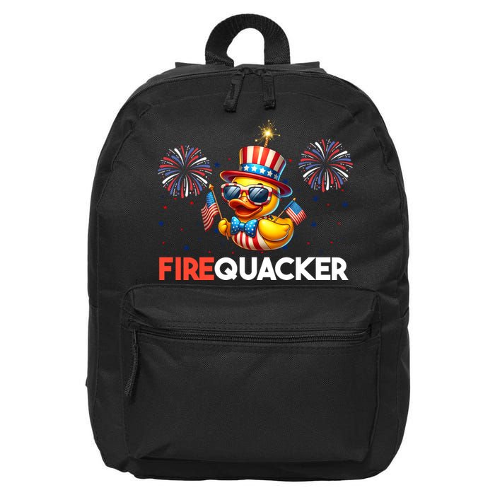4th Of July Cute Duck Firequacker Patriotic Funny 16 in Basic Backpack