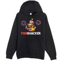 4th Of July Cute Duck Firequacker Patriotic Funny Premium Pullover Hoodie
