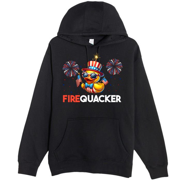 4th Of July Cute Duck Firequacker Patriotic Funny Premium Pullover Hoodie