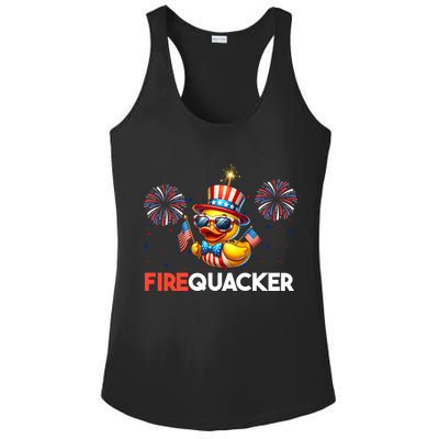 4th Of July Cute Duck Firequacker Patriotic Funny Ladies PosiCharge Competitor Racerback Tank