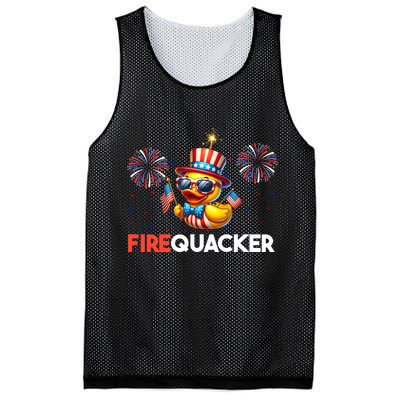 4th Of July Cute Duck Firequacker Patriotic Funny Mesh Reversible Basketball Jersey Tank