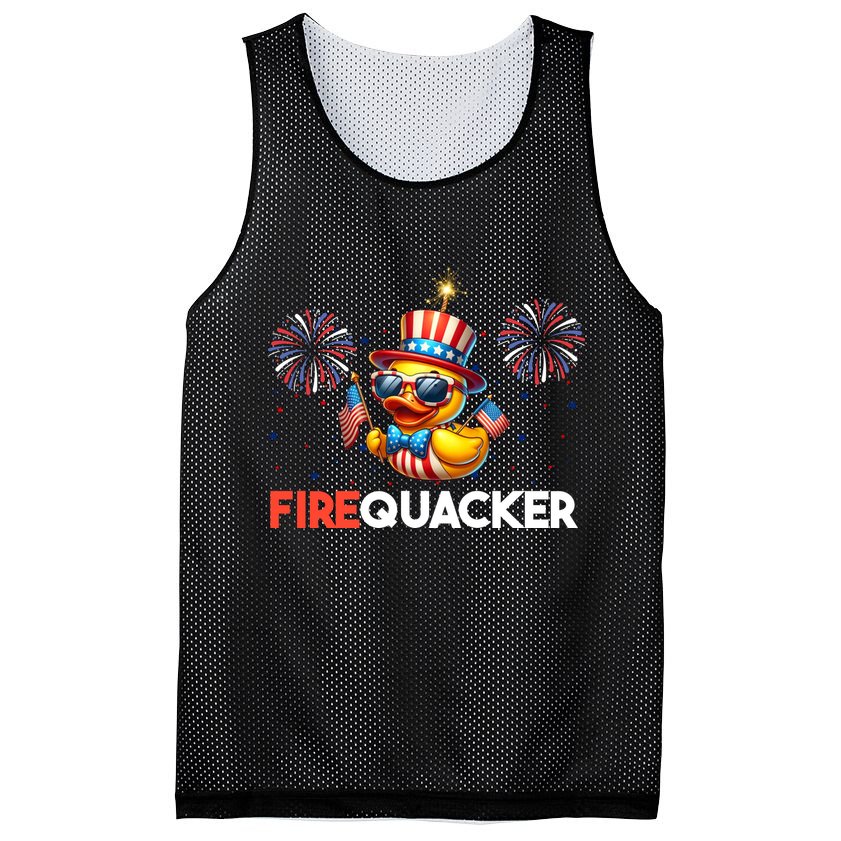 4th Of July Cute Duck Firequacker Patriotic Funny Mesh Reversible Basketball Jersey Tank