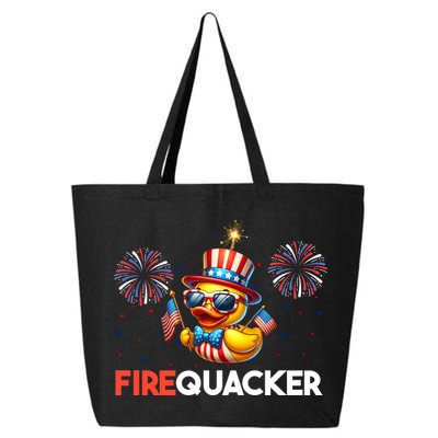 4th Of July Cute Duck Firequacker Patriotic Funny 25L Jumbo Tote
