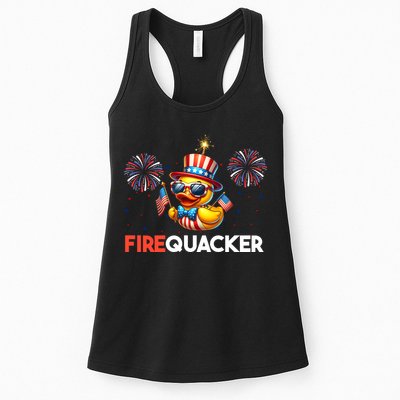 4th Of July Cute Duck Firequacker Patriotic Funny Womens Tank Top