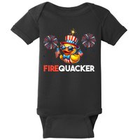 4th Of July Cute Duck Firequacker Patriotic Funny Baby Bodysuit