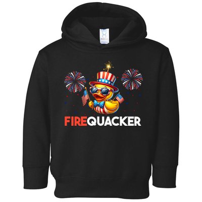 4th Of July Cute Duck Firequacker Patriotic Funny Toddler Hoodie