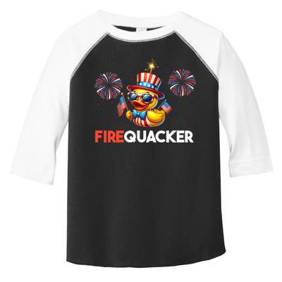4th Of July Cute Duck Firequacker Patriotic Funny Toddler Fine Jersey T-Shirt