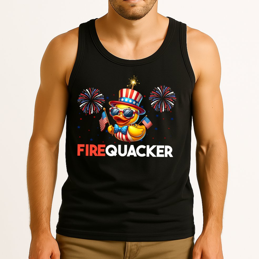 4th Of July Cute Duck Firequacker Patriotic Funny Tank Top