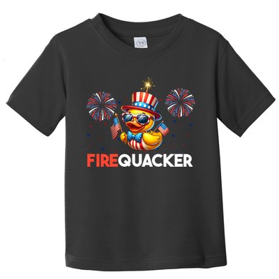 4th Of July Cute Duck Firequacker Patriotic Funny Toddler T-Shirt