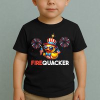 4th Of July Cute Duck Firequacker Patriotic Funny Toddler T-Shirt