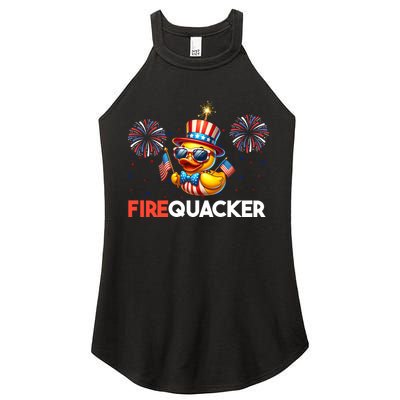 4th Of July Cute Duck Firequacker Patriotic Funny Women's Perfect Tri Rocker Tank