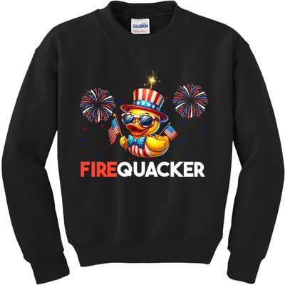 4th Of July Cute Duck Firequacker Patriotic Funny Kids Sweatshirt