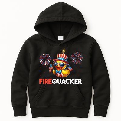 4th Of July Cute Duck Firequacker Patriotic Funny Kids Hoodie