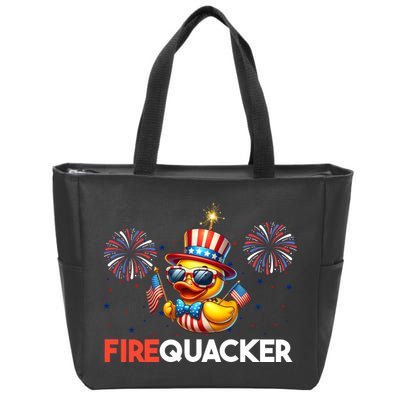 4th Of July Cute Duck Firequacker Patriotic Funny Zip Tote Bag
