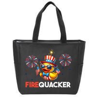 4th Of July Cute Duck Firequacker Patriotic Funny Zip Tote Bag