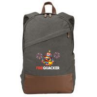 4th Of July Cute Duck Firequacker Patriotic Funny Cotton Canvas Backpack