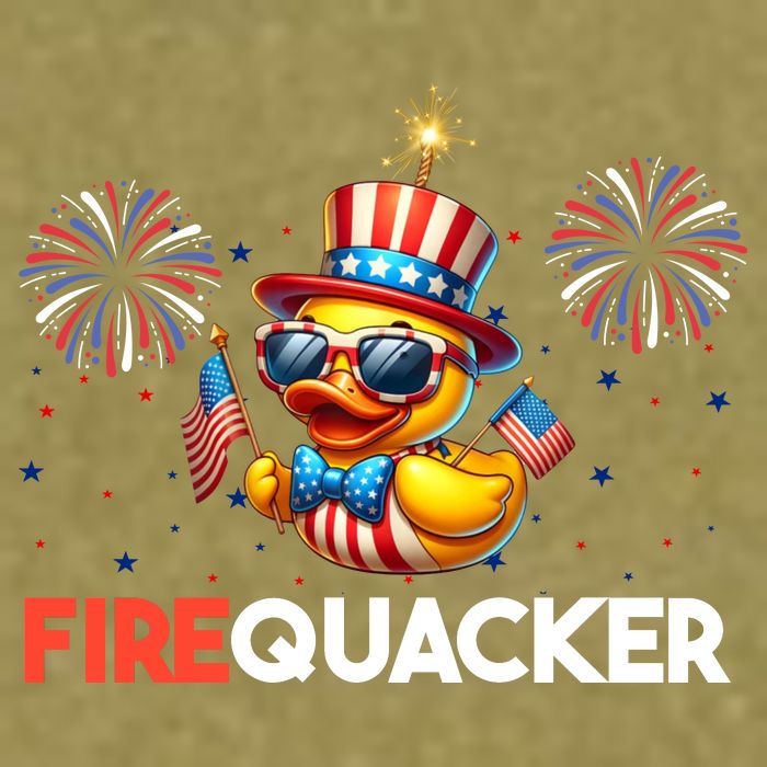 4th Of July Cute Duck Firequacker Patriotic Funny Garment-Dyed Women's Muscle Tee