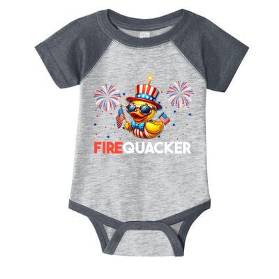 4th Of July Cute Duck Firequacker Patriotic Funny Infant Baby Jersey Bodysuit